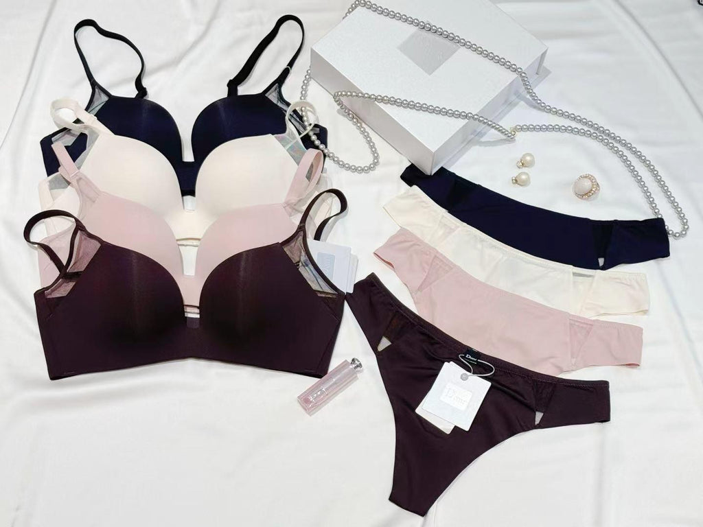 Ensemble Lingerie Sans Armature – Marron Café, Rose & Beige